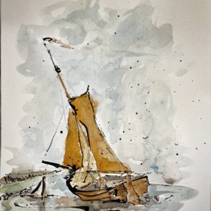 Aquarel: Gestrand